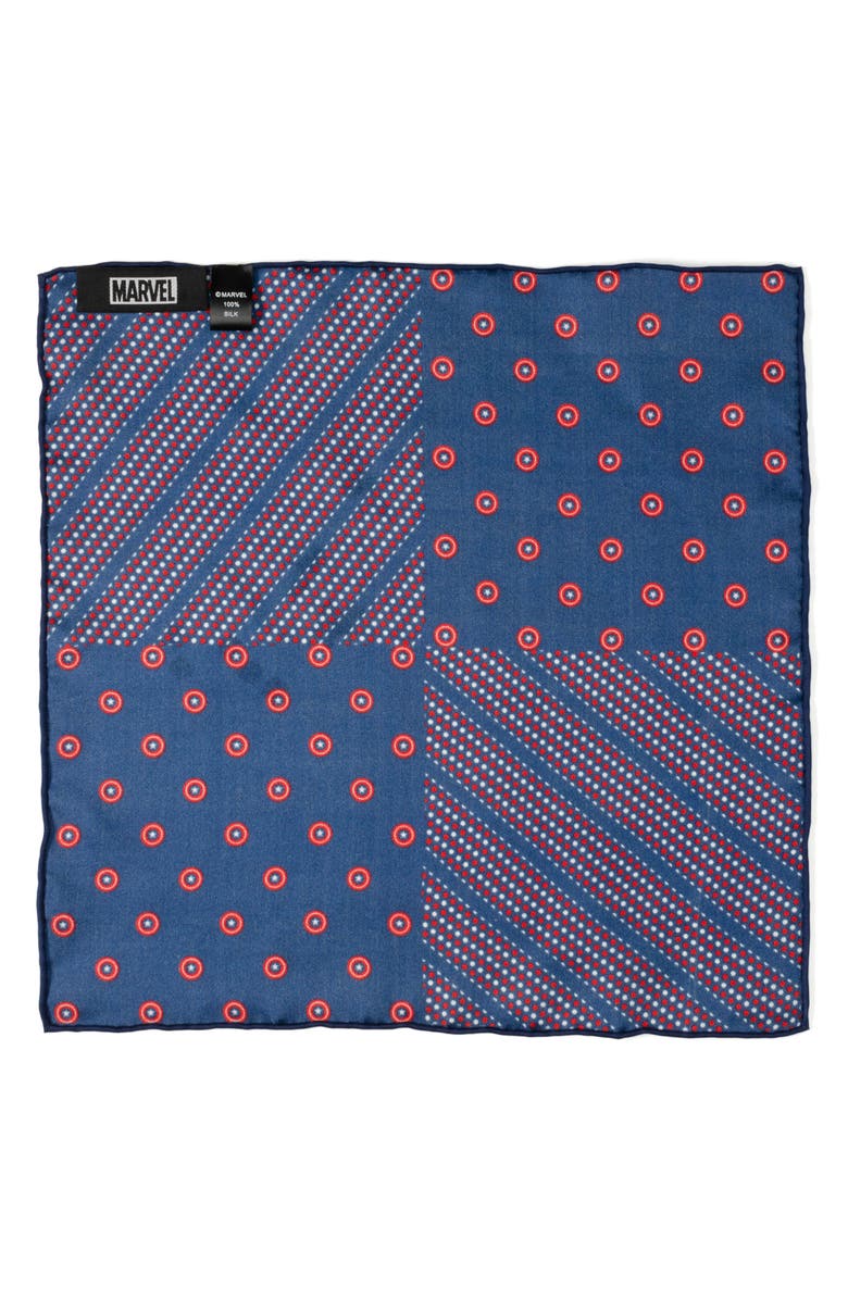 Cufflinks, Inc. Marvel<sup>™</sup> Captain America Silk Pocket Square, Alternate, color, Navy