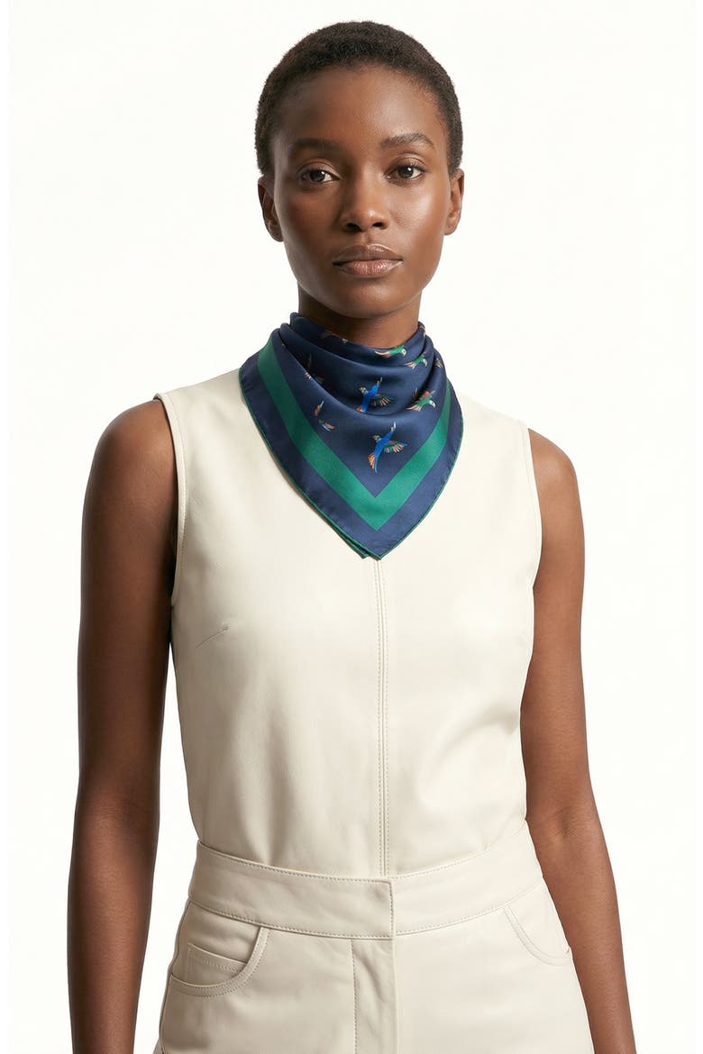 Freedom Wings Double Sided Silk Scarf, Alternate, color, blue