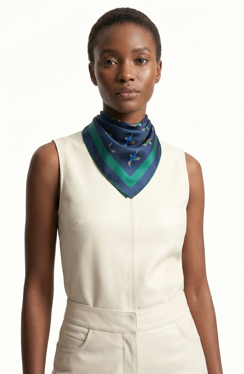 Jessie Zhao New York Freedom Wings Double Sided Silk Scarf, Alternate, color, Blue