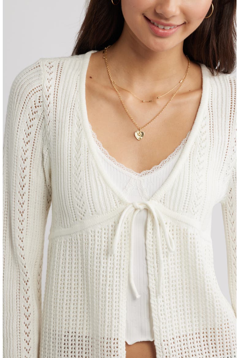 Openstitch Tie Front Cardigan, Alternate, color, IVORY