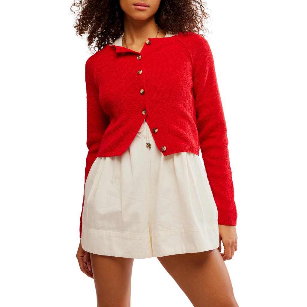 Free People Sydney Shrunken Cardi In Atlas Red In Red
