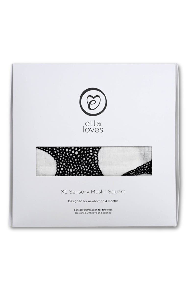 ETTA LOVES XL Starfish Sensory Organic Cotton Muslin Blanket, Alternate, color, Black And White