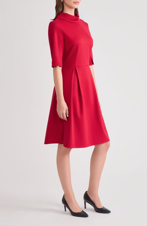 Misook Pleated Stretch Ponte Dress In Red