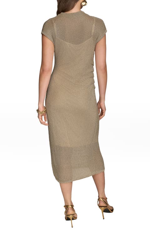 【Donna Karan New York】Brushstroke Midi Dress Donna Karan New York Donna Karan Women's Brush-Stroke Belted