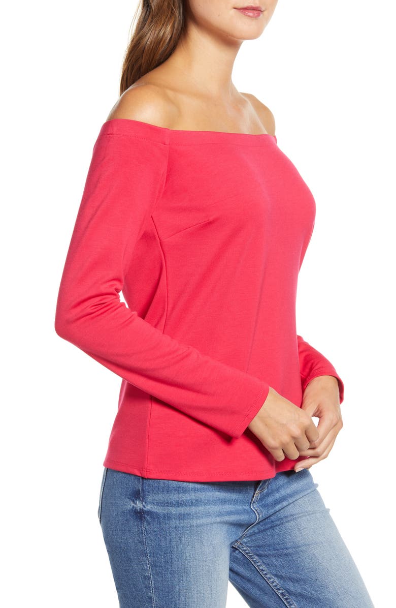 GIBSONLOOK Gibson x City Safari Jaime Shrayber Off the Shoulder Ponté Top, Alternate, color, 