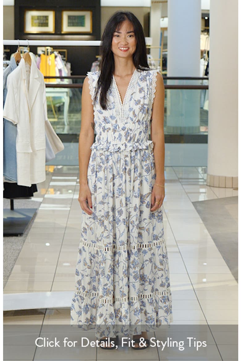 Floral Lace Trim Tiered Midi Dress video