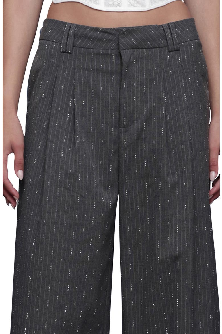 Pinstripe Pleated Wide Leg Pants, Alternate, color, GREY PINSTRIPE - SILVER