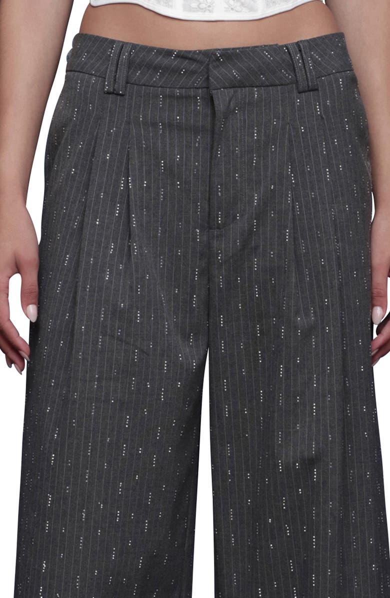 Avec Les Filles Pinstripe Pleated Wide Leg Pants, Alternate, color, Grey Pinstripe - Silver