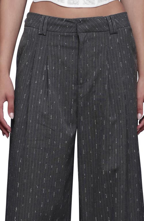 Avec Les Filles Pinstripe Pleated Wide Leg Pants In Gray