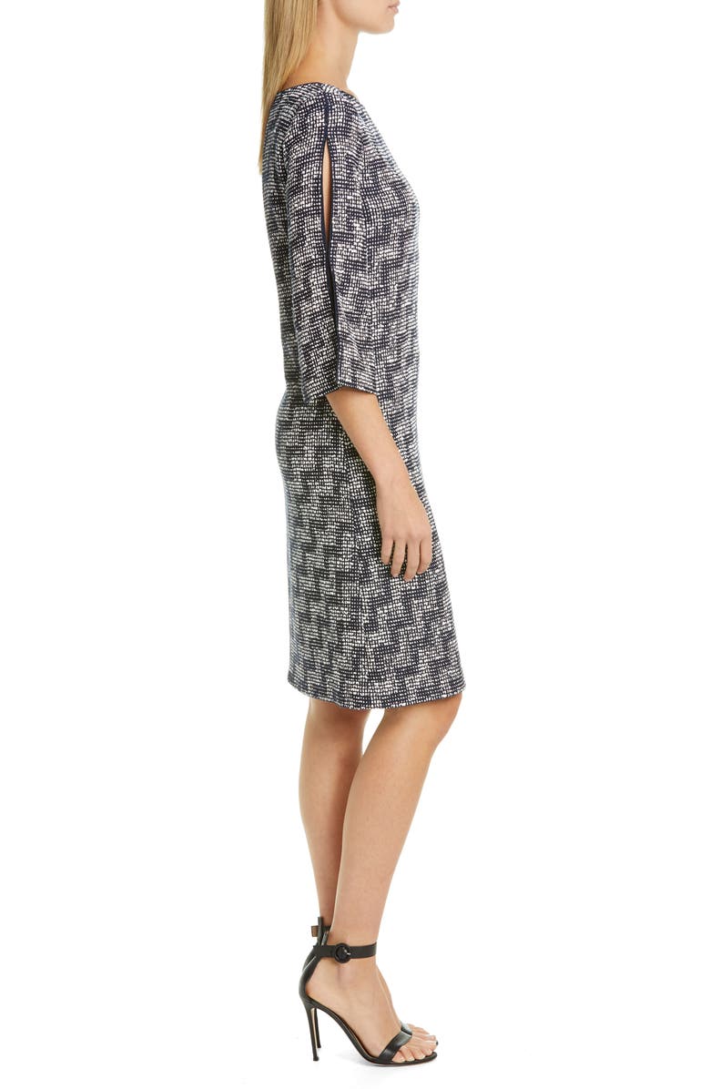 St. John Collection Stepped Wicker Inlay Knit Dress, Alternate, color, 