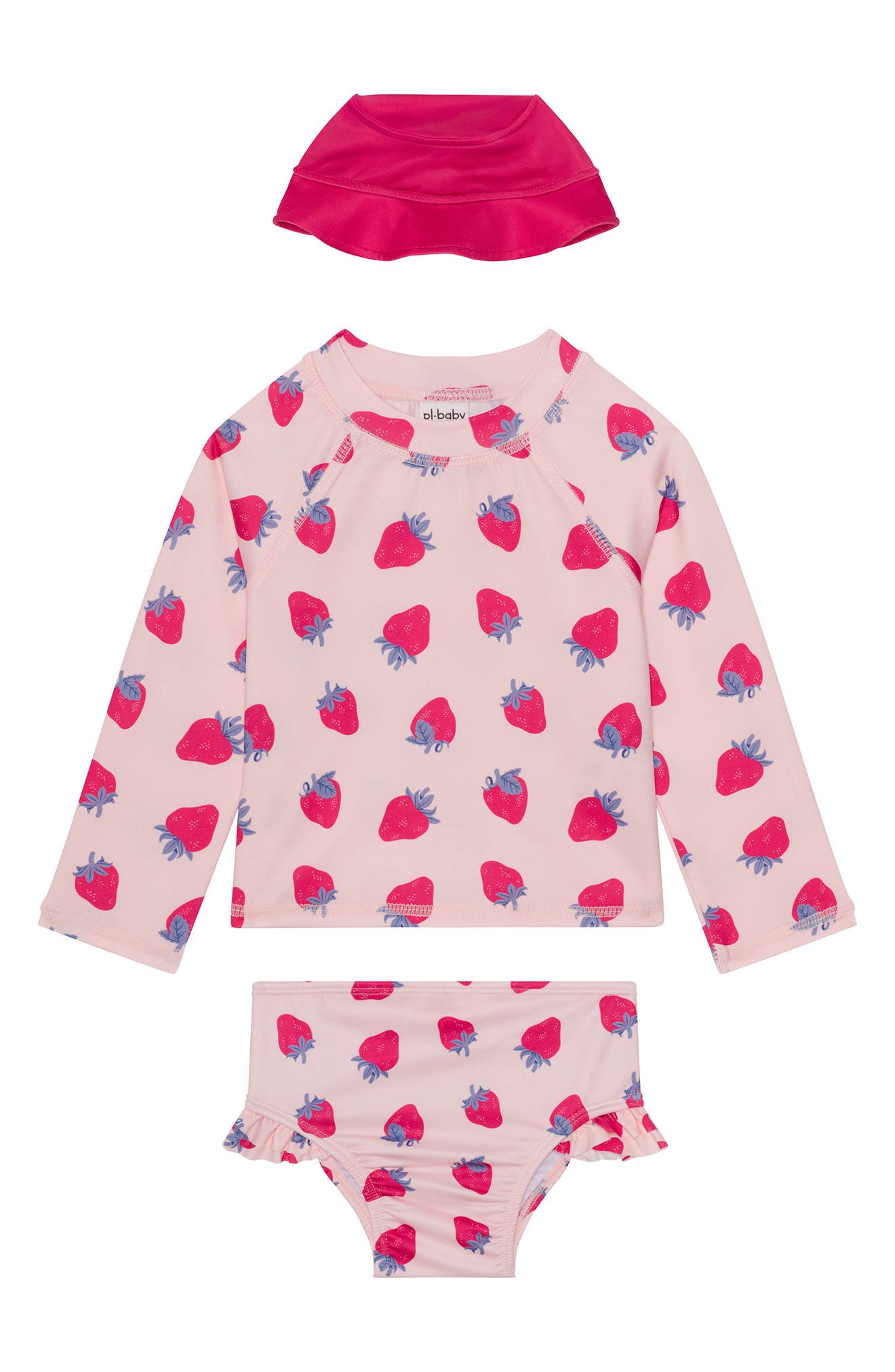 PL Baby by Petit Lem Strawberry Two-Piece Rashguard Swimsuit & Bucket Hat Set