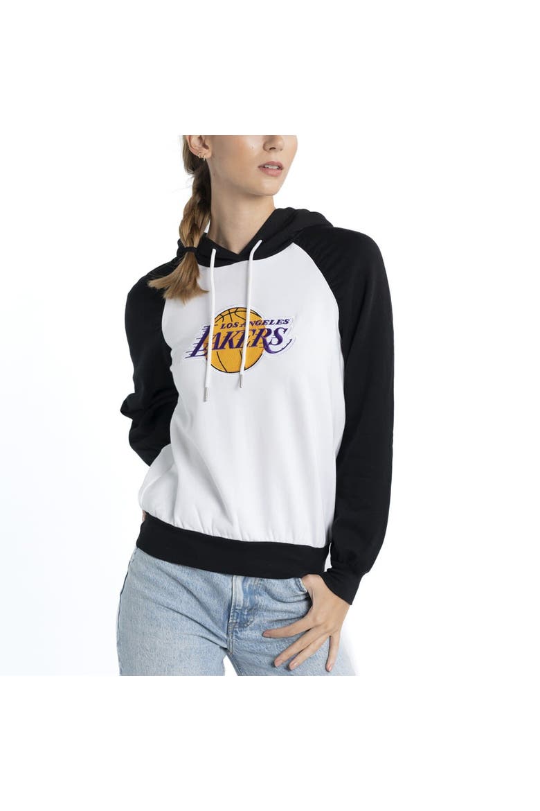 Women's Lusso White Los Angeles Lakers Marlowe Tri-Blend Raglan Pullover Hoodie, Alternate, color, White