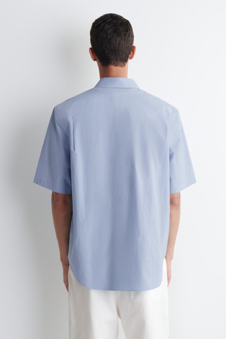 Relaxed Cotton Short-sleeved Shirt, Alternate, color, LIGHT BLUE