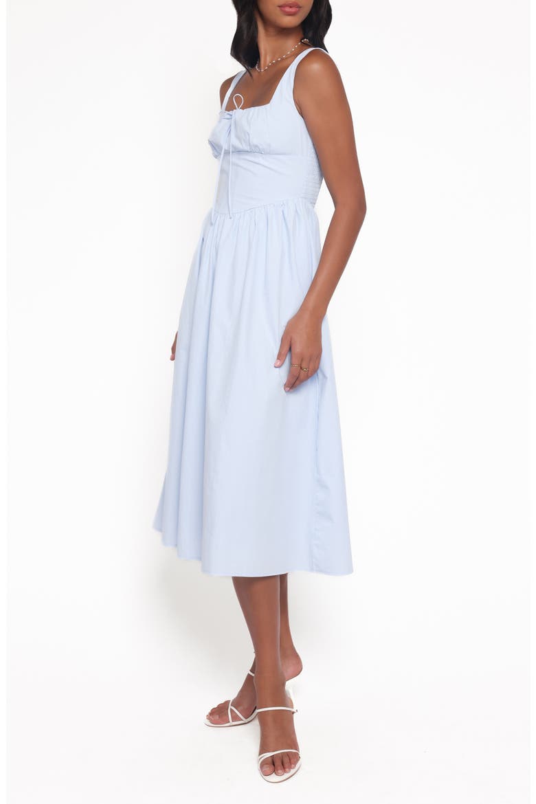 Kinslee Corset Cotton Blend Midi Dress, Alternate, color, BLUE