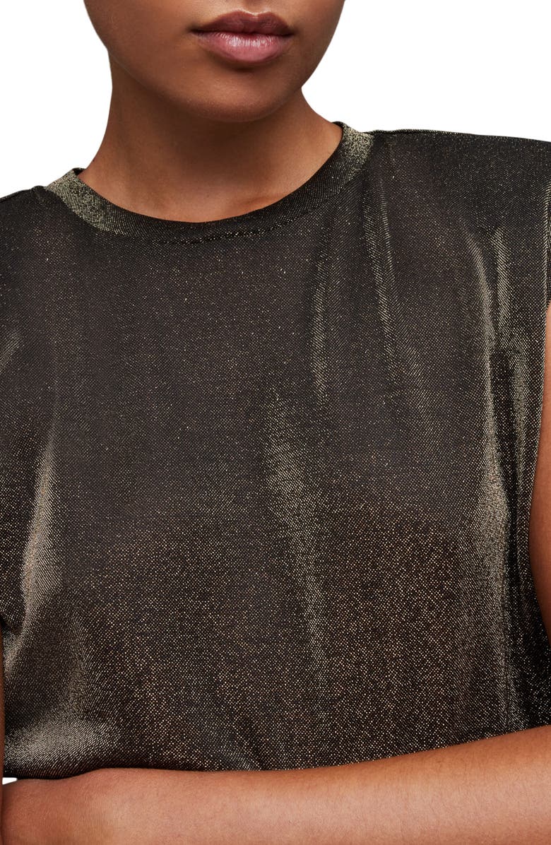 AllSaints Mika Metallic Crop Tank Top, Alternate, color, 