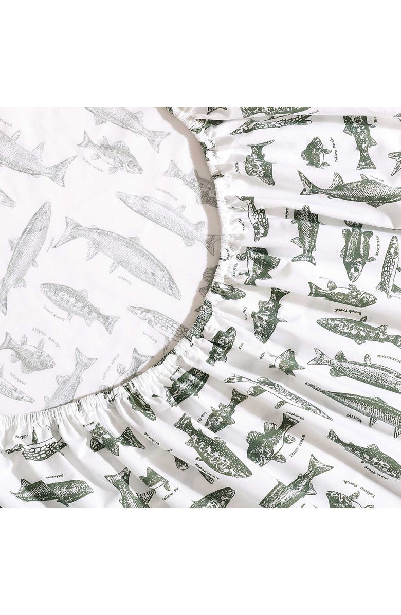 Eddie Bauer Wes Fish 200 Thread Count Cotton Percale Queen Sheet Set, Alternate, color, Green