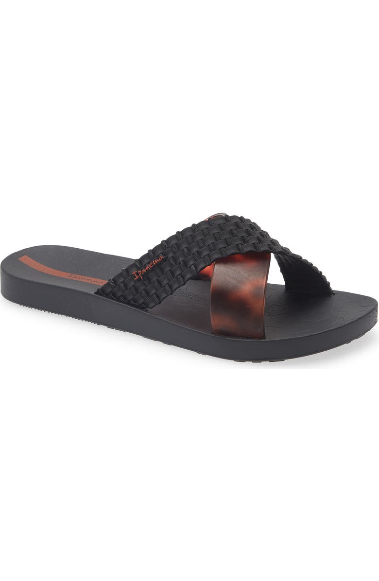 Ipanema Sense Slide Sandal, Main, color, Black/ Tortoiseshell