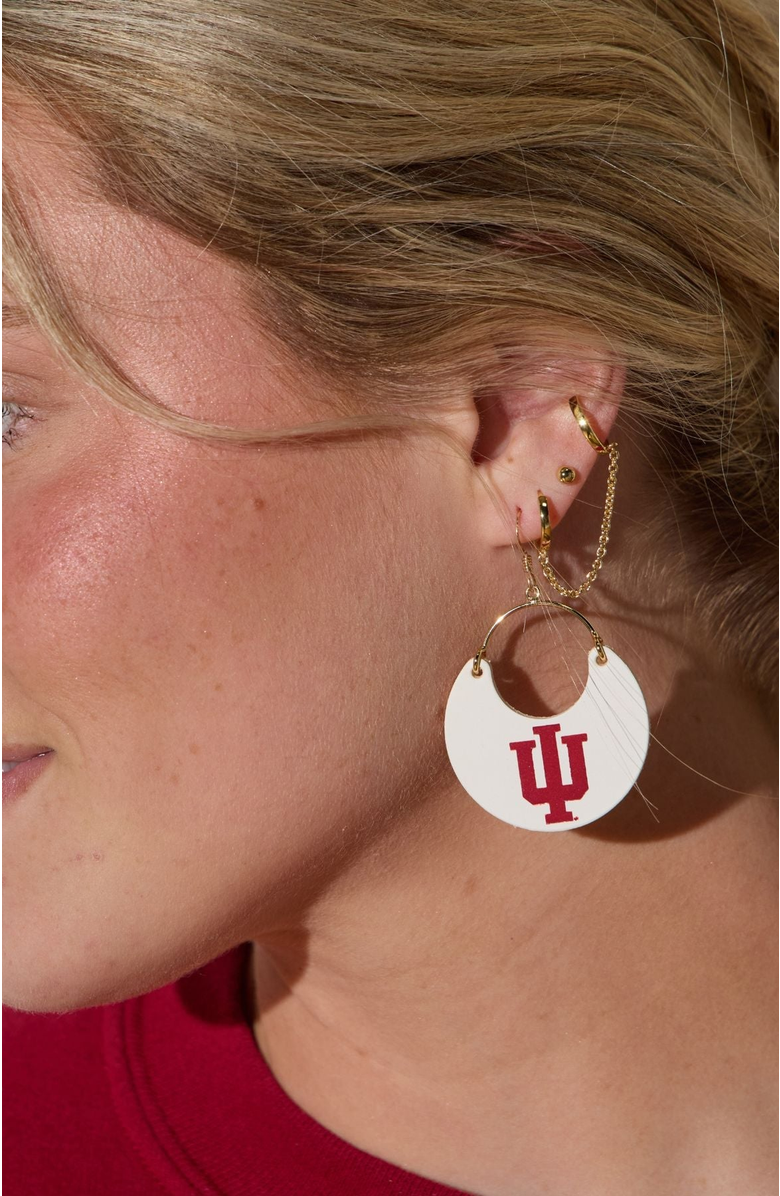 Nickel & Suede University Ninas Earrings, Alternate, color, Iu White / Gold