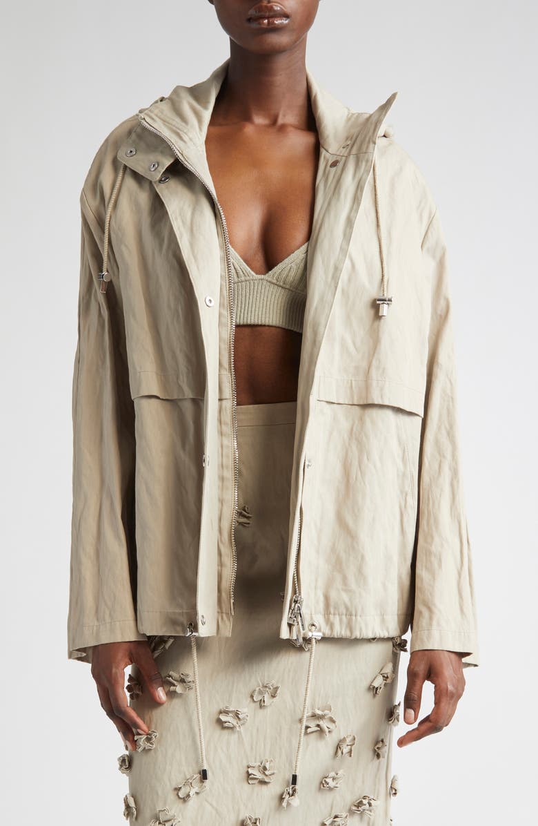 Michael Kors Collection Metallic Gabardine Hooded, Main, color, 