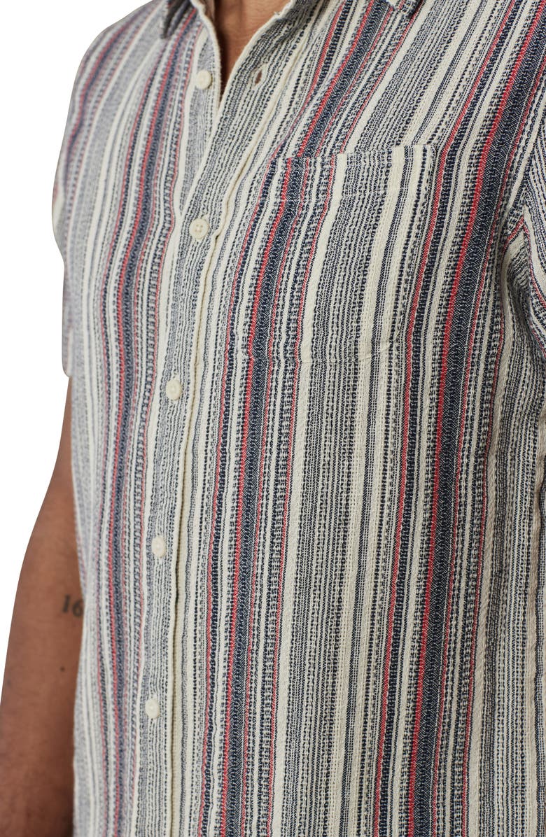 The Normal Brand Freshwater Short Sleeve Button-Up Shirt, Alternate, color, Americana Stripe