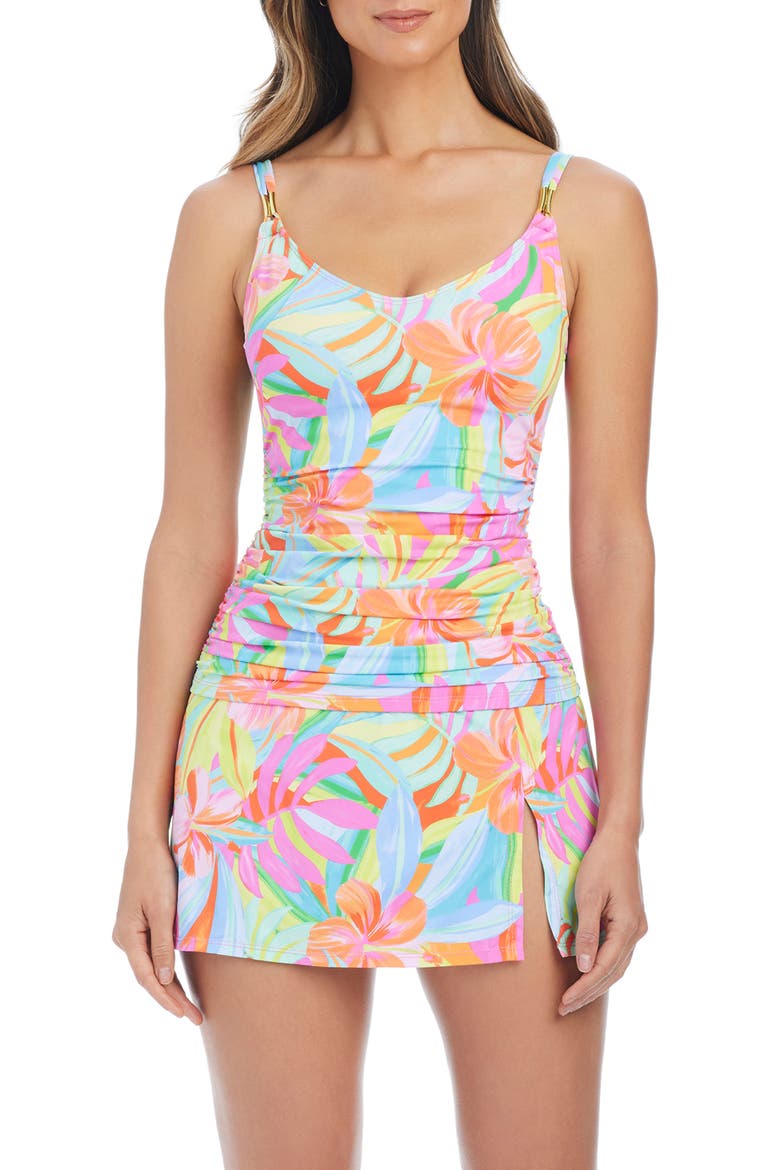Print Tankini Top, Alternate, color, PINK MULTI