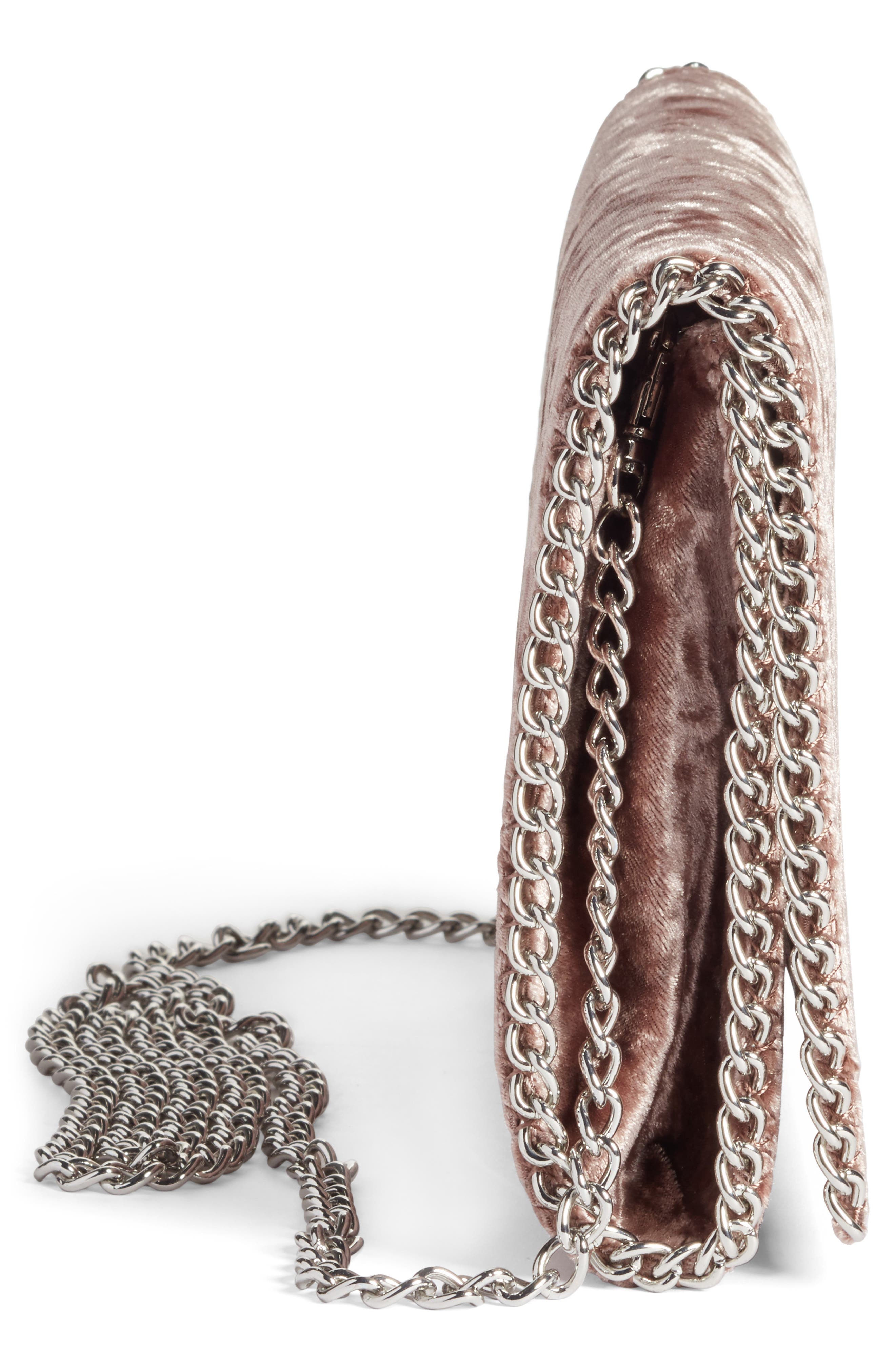 Chelsea28 Velvet & Chain Clutch, Alternate, color, 