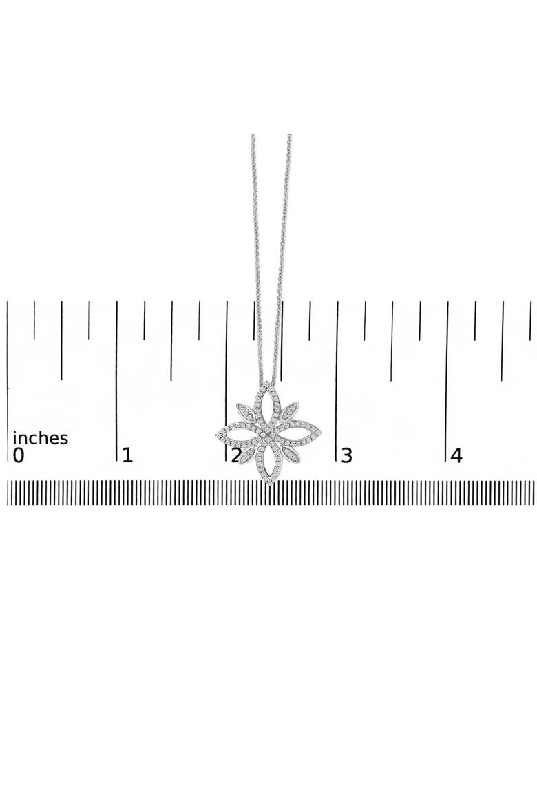 Sterling Silver 1/2 Cttw Diamond Floral Cross Pendant Necklace, Alternate, color, Silver