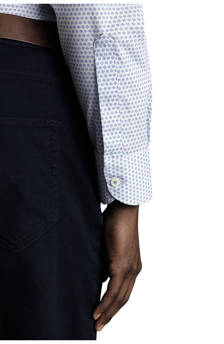 Charles Tyrwhitt Slim Fit Semi-Cutaway Collar Non-Iron Floral Geo Print Shirt, Alternate, color, Cobalt Blue