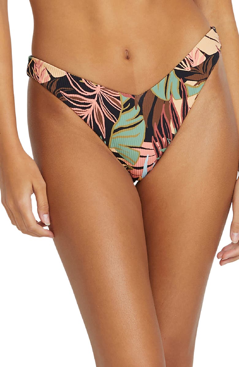 Volcom Day and Night Tropic V High Cut Bikini Bottoms, Main, color, 