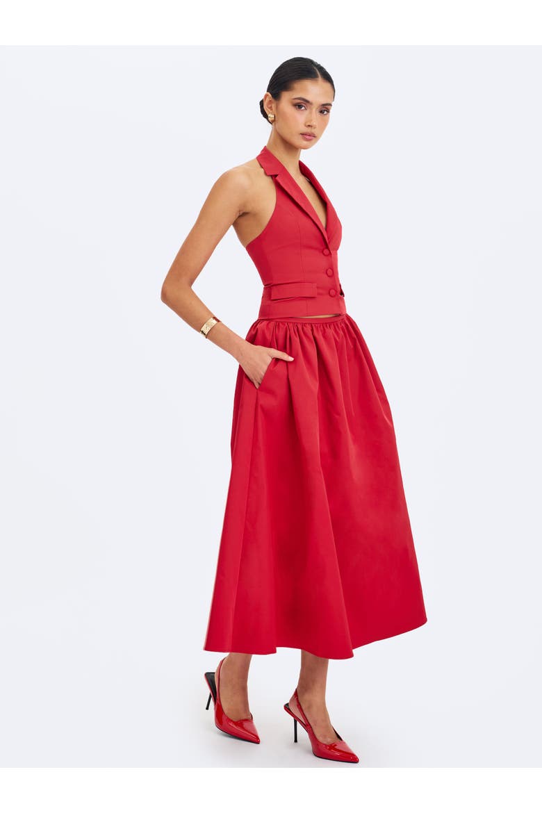 Ursella Halter Single-Breasted Lapel Top, Alternate, color, Crimson