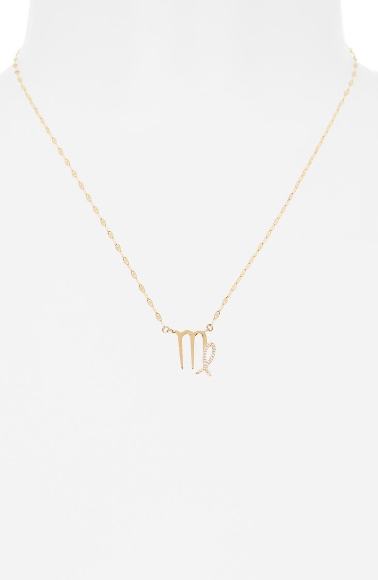 LANA 14K Gold Diamond Zodiac Virgo Pendant Necklace - 0.0625ct., Alternate, color, 