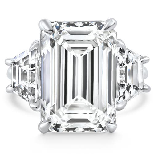 Bliss Diamond Certified 11.90ct Emerald Diamond & Trapezoid Engagement Ring Lab Grown 14k Gold In 14k White Gold
