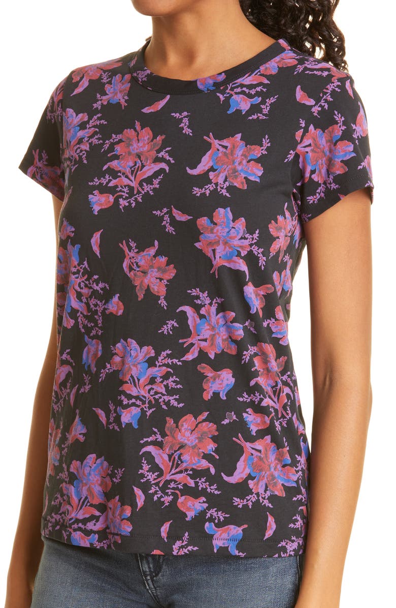 rag & bone Floral Print Organic Cotton T-Shirt, Alternate, color,