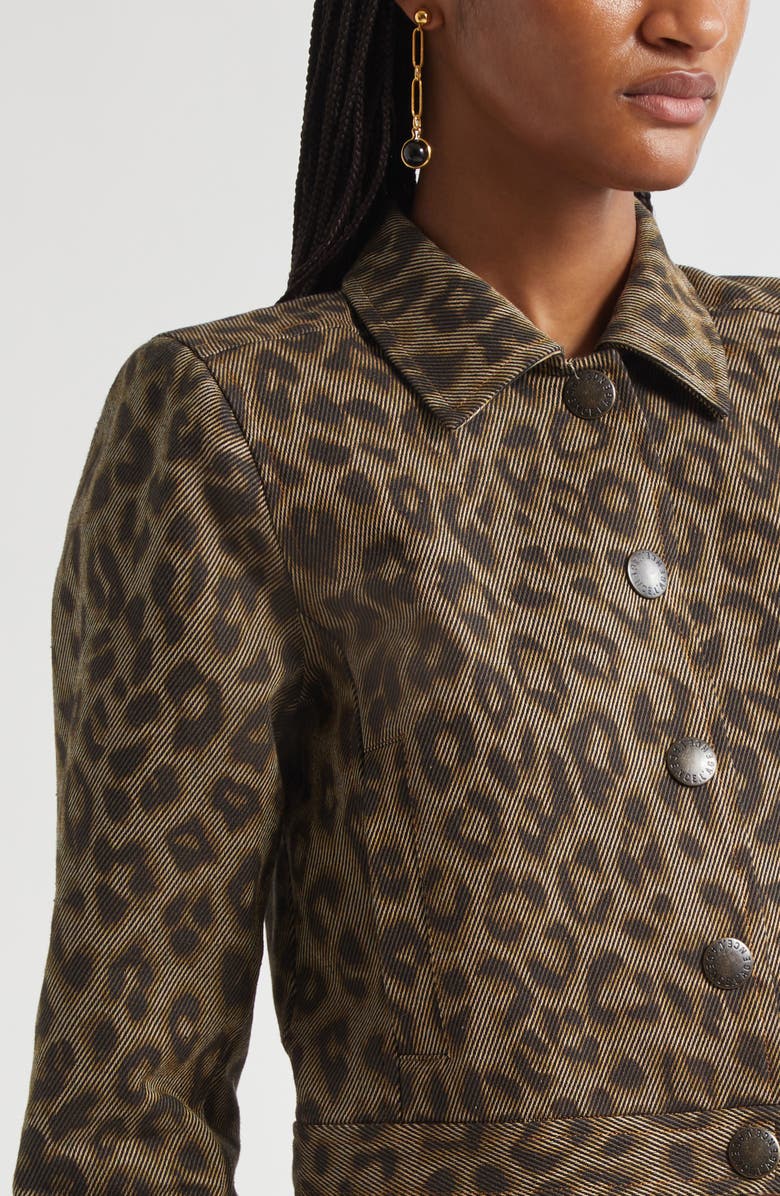 L'AGENCE Marla Leopard Print Crop Cotton Jacket, Alternate, color, Tan Multi Leopard