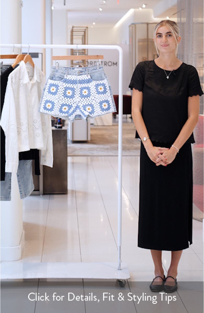 Crochet Denim Cutoff Shorts, sales video thumbnail