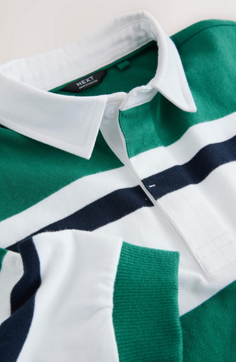 NEXT Kids' Stripe Cotton Rugby Shirt, Alternate, color, Green