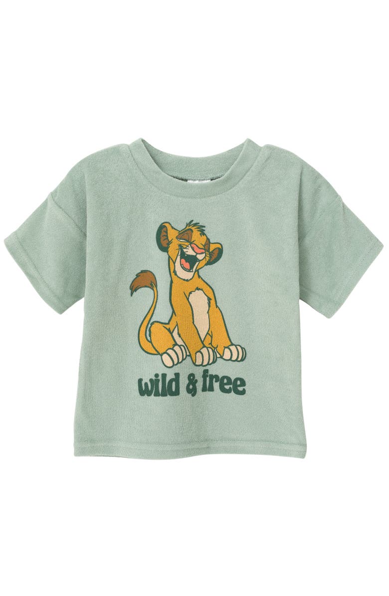 Disney Lion King Simba Boys' Loop Terry 2-Piece T-Shirt and Shorts Set, Alternate, color, Simba Sage Green