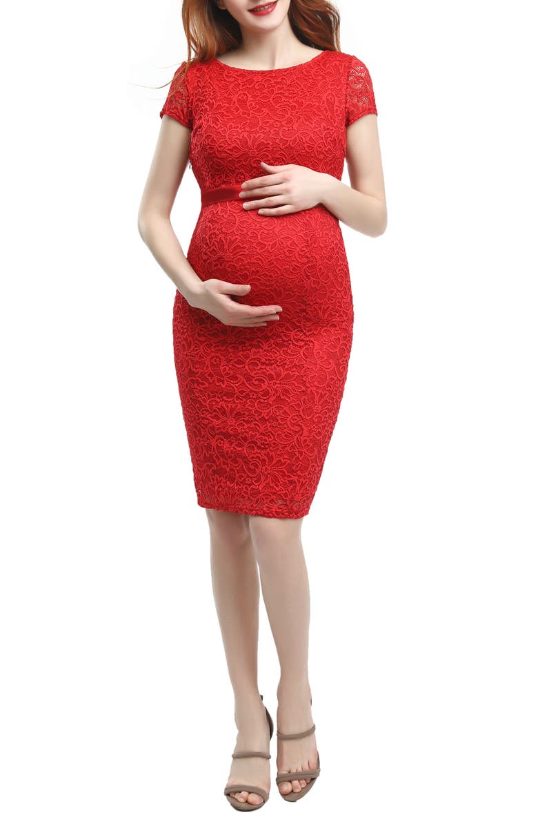 Kimi and Kai Nancy Stretch Lace Maternity Dress, Main, color,