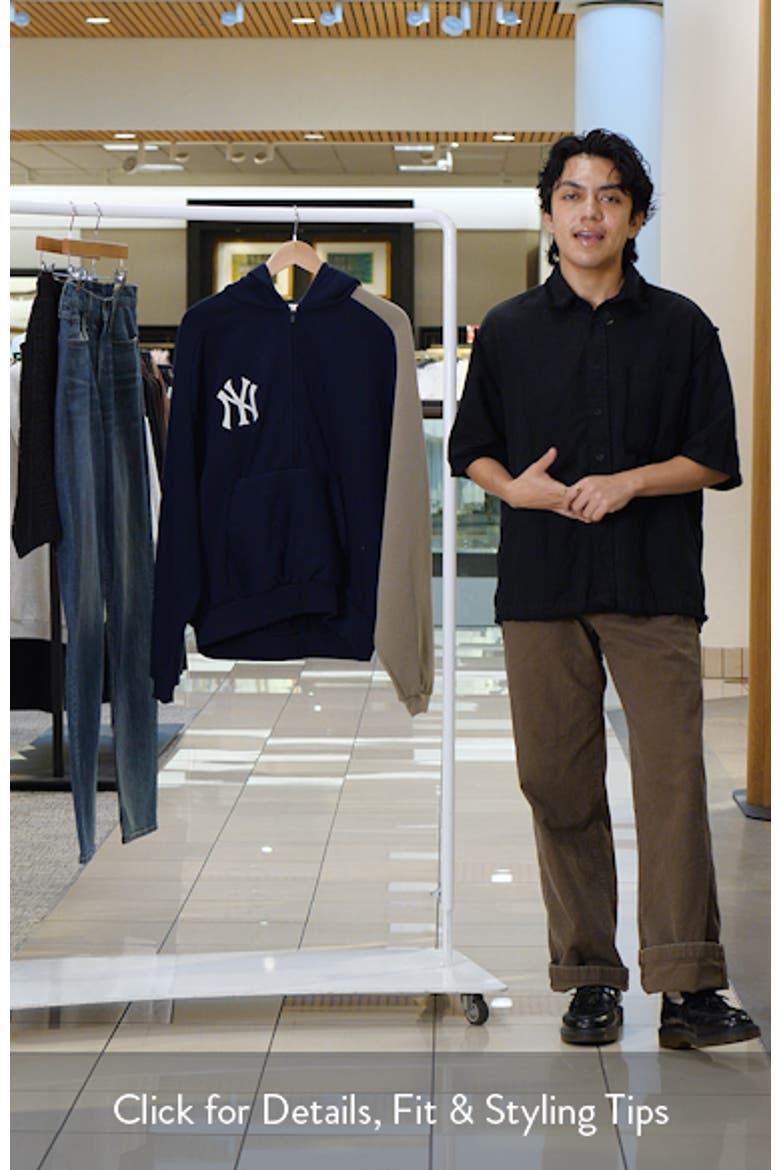 x MLB New York Yankees Cotton Blend Fleece Half Zip Hoodie video