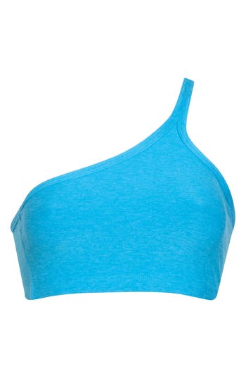 Shop Beyond Yoga Space Dye One Shoulder Sports Bra In Cali Blue Heather