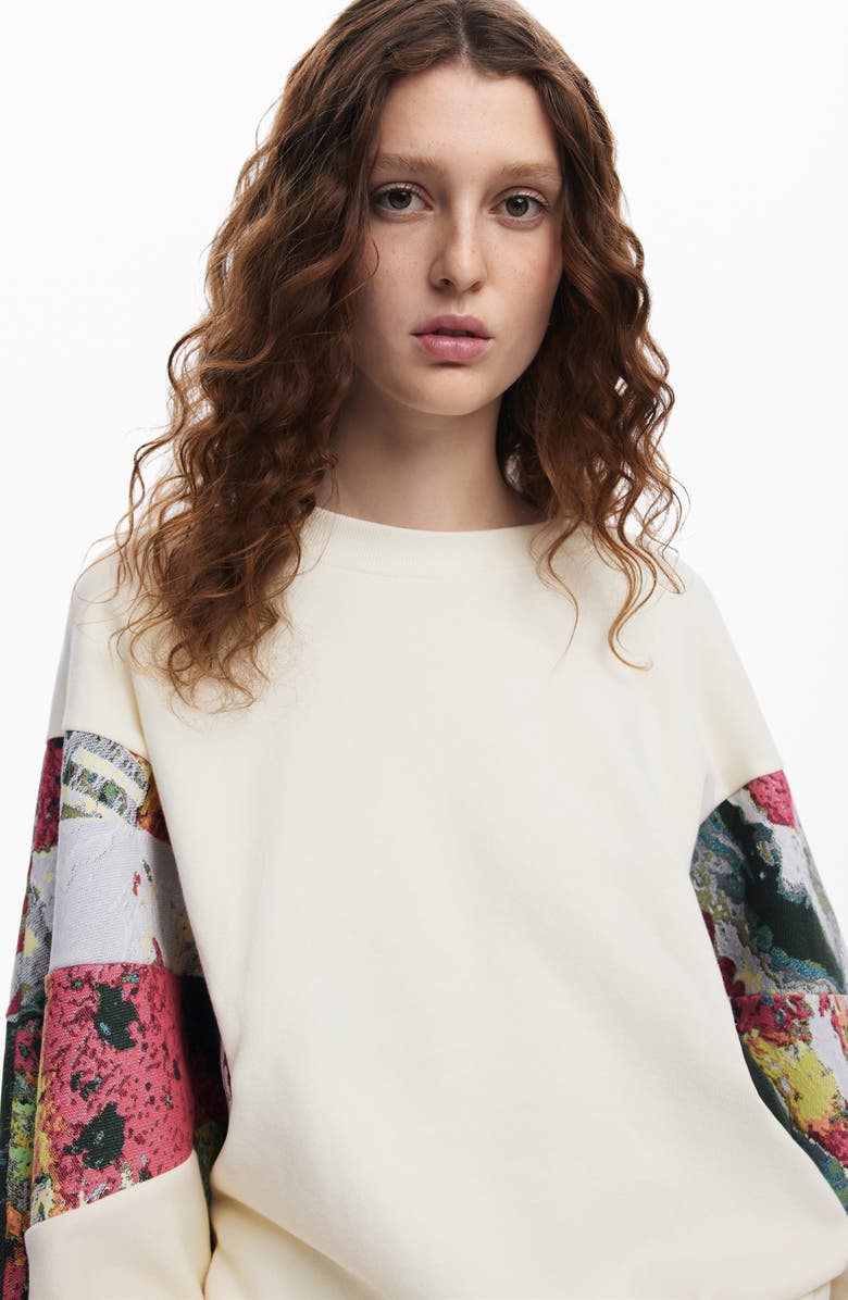 Desigual Posters Lacroix Floral Brocade Accent Sweatshirt, Alternate, color, 