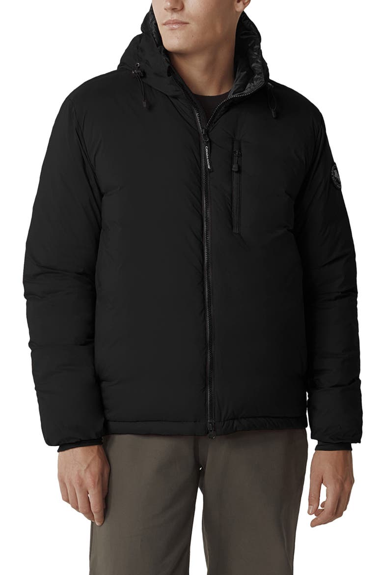 Lodge Packable Down Hooded Jacket, Main, color, BLACK