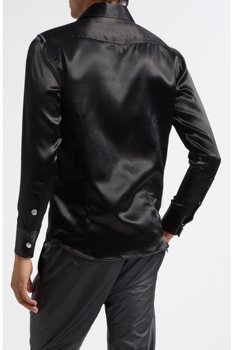 Greg Satin Western Shirt, Alternate, color, BLACK