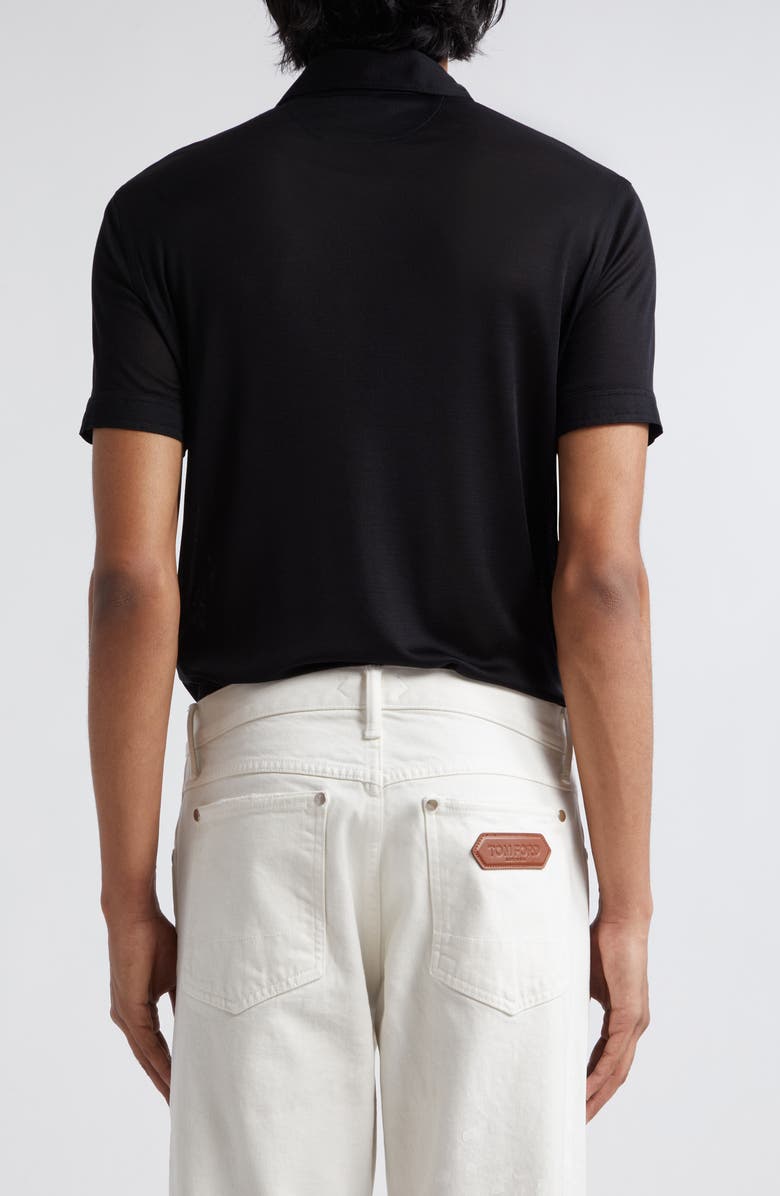 TOM FORD Silk Jersey Polo, Alternate, color, Black