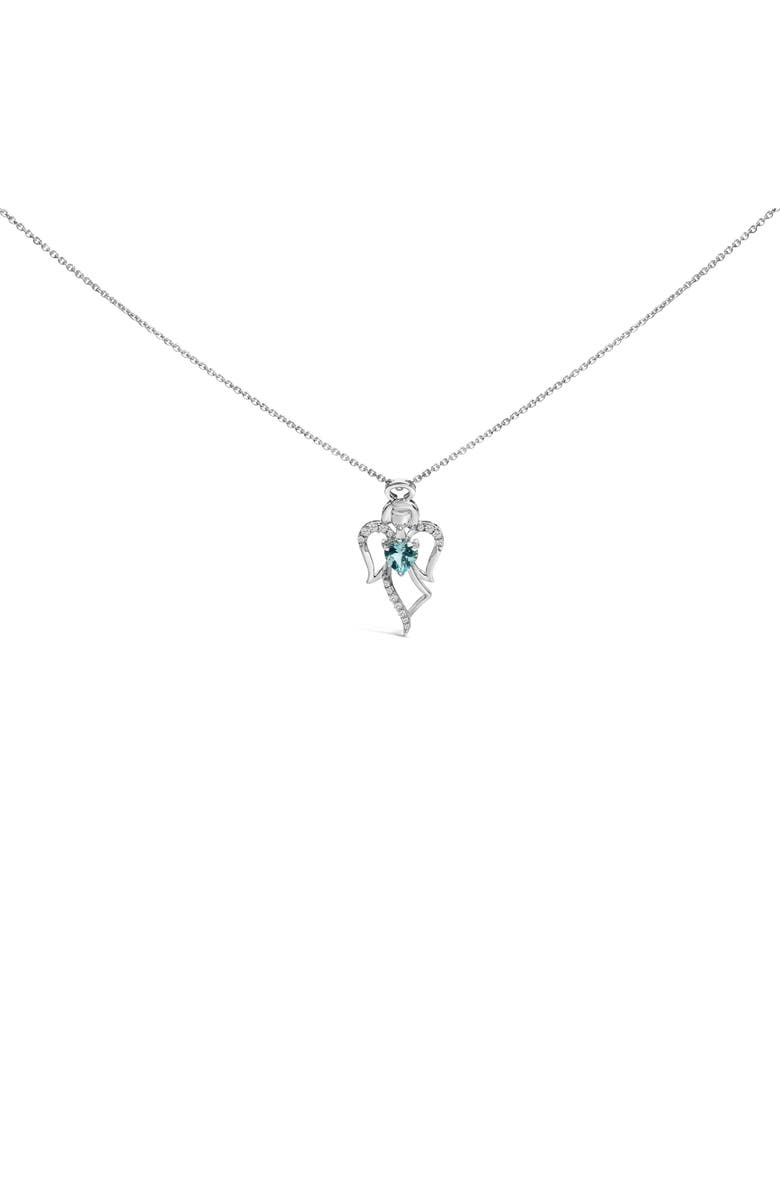 Haus of Brilliance .925 Sterling Silver Created Blue Topaz Angel Pendant Necklace, Main, color, White