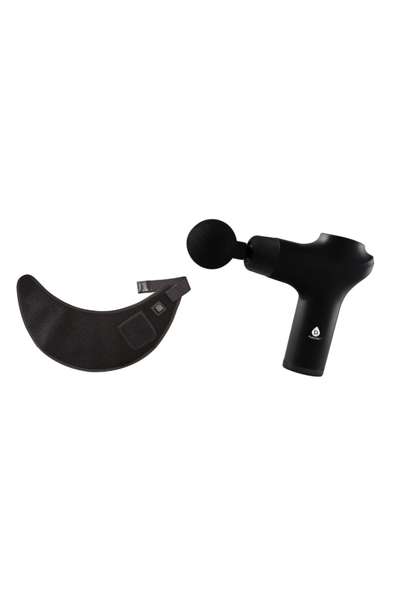 PURSONIC Red Light Therapy Neck Wrap & 3-Speed Massage Gun, Main, color, Black