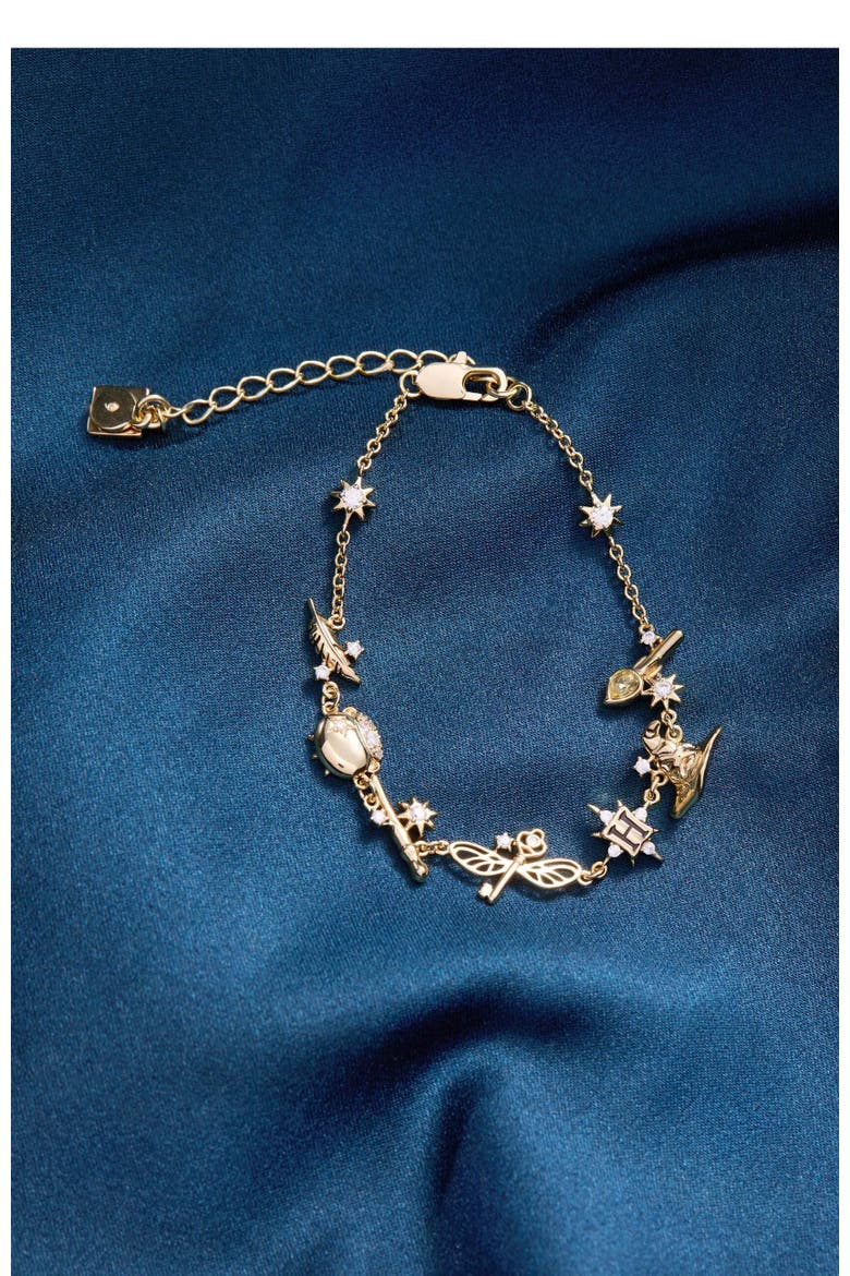 Harry Potter Mixed Icon Inline Charm Bracelet, Alternate, color, Gold