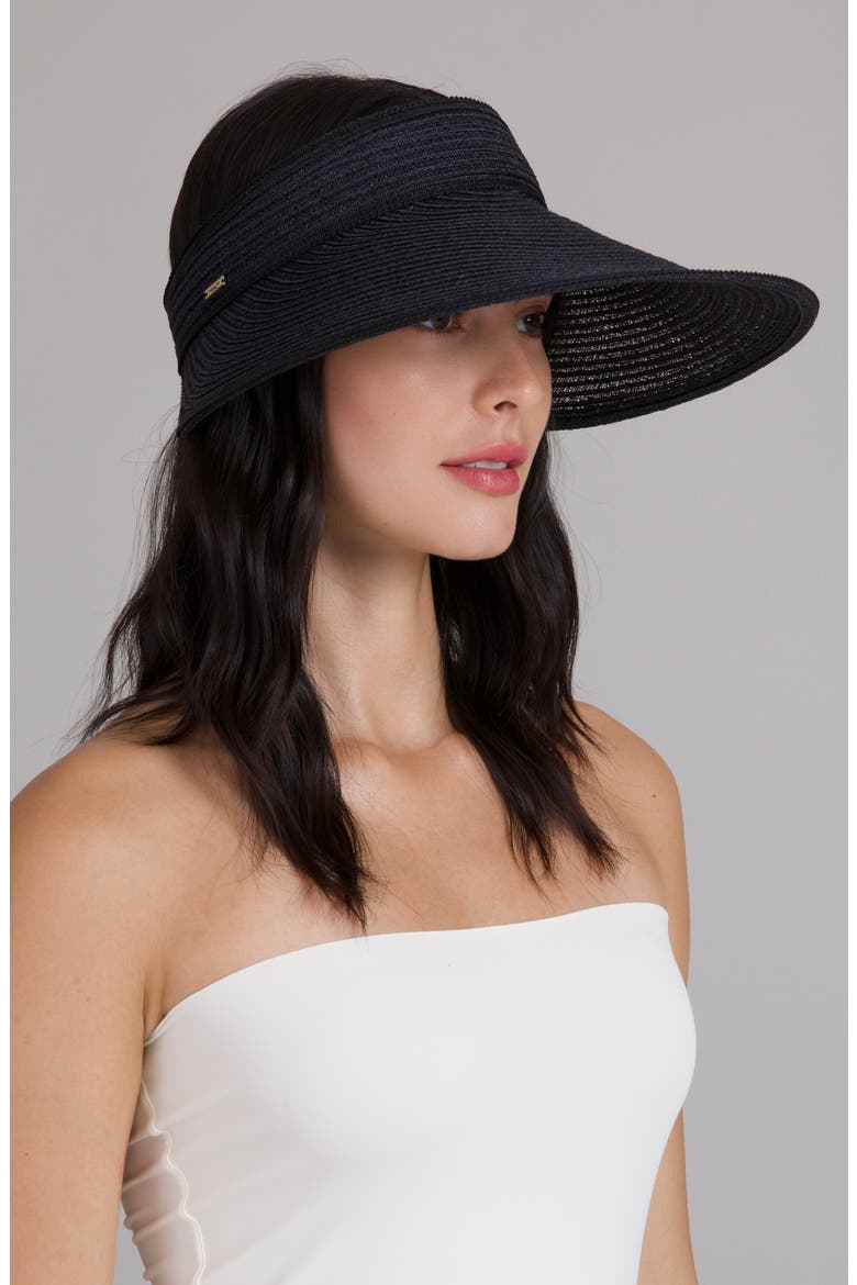 Trixie Wide Brim Packable Visor, Alternate, color, BLACK
