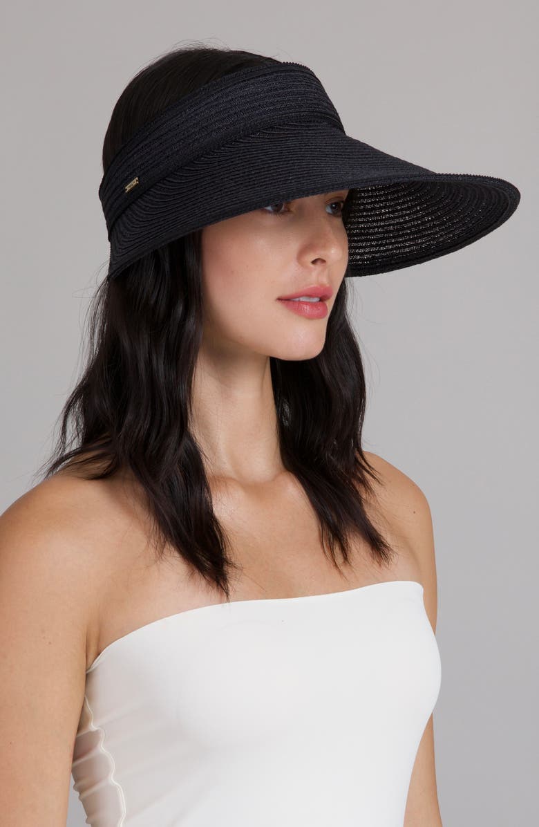 Eugenia Kim Trixie Wide Brim Packable Visor, Alternate, color, Black