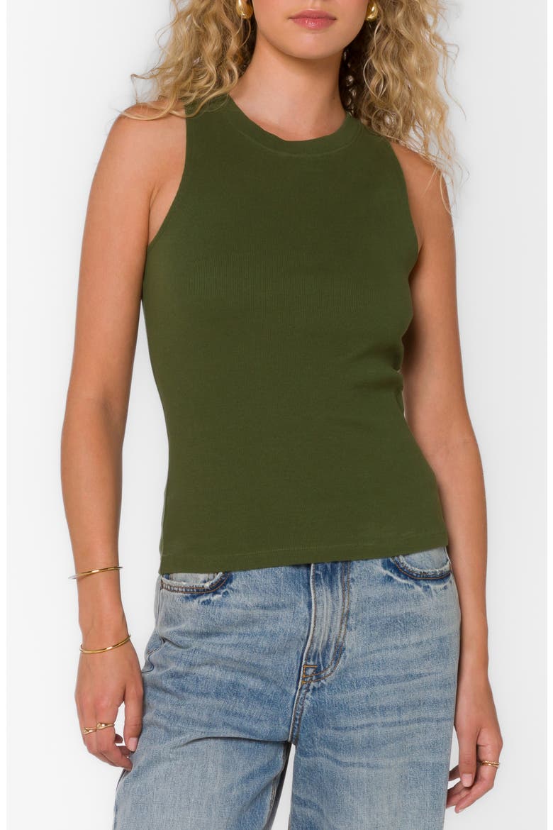 Tibby Ribbed Tank, Main, color, FERN GREEN